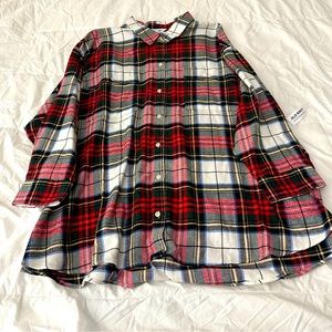 NWT Old Navy Long-Sleeve Plaid Flannel
Boyfriend Tunic Shirt for Women